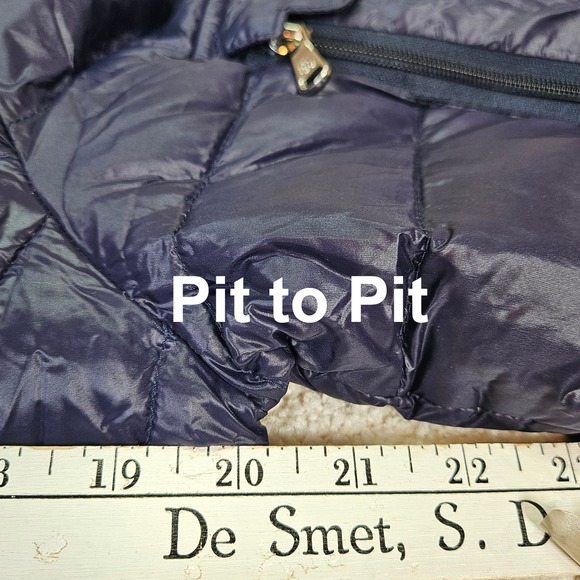 Lauren Ralph Lauren Quilted Puffer Hood Long Coat Navy Preppy Women M Duck Down - Picture 7 of 13